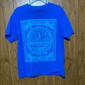 Blue Graphic Short Sleeve Tee Crew Neck